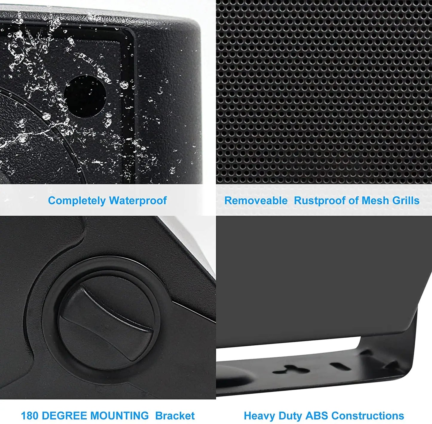 Herdio 5.25'' 300W Indoor Outdoor Waterproof Dual Speakers Home Theater Wall Mount System For Garage Basement living Room Black