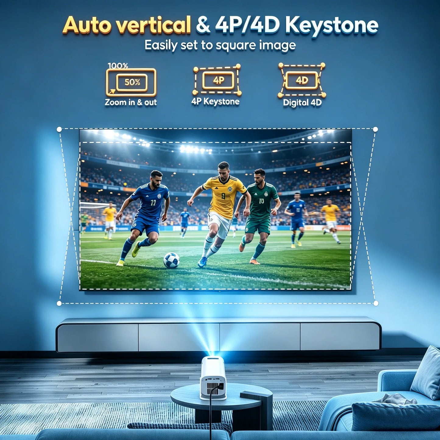 XGODY 4K 1080p LED Projector with 12000 Lumen Brightness, WiFi 6 Bluetooth 5.0 Portable Home Theater System for entertainment