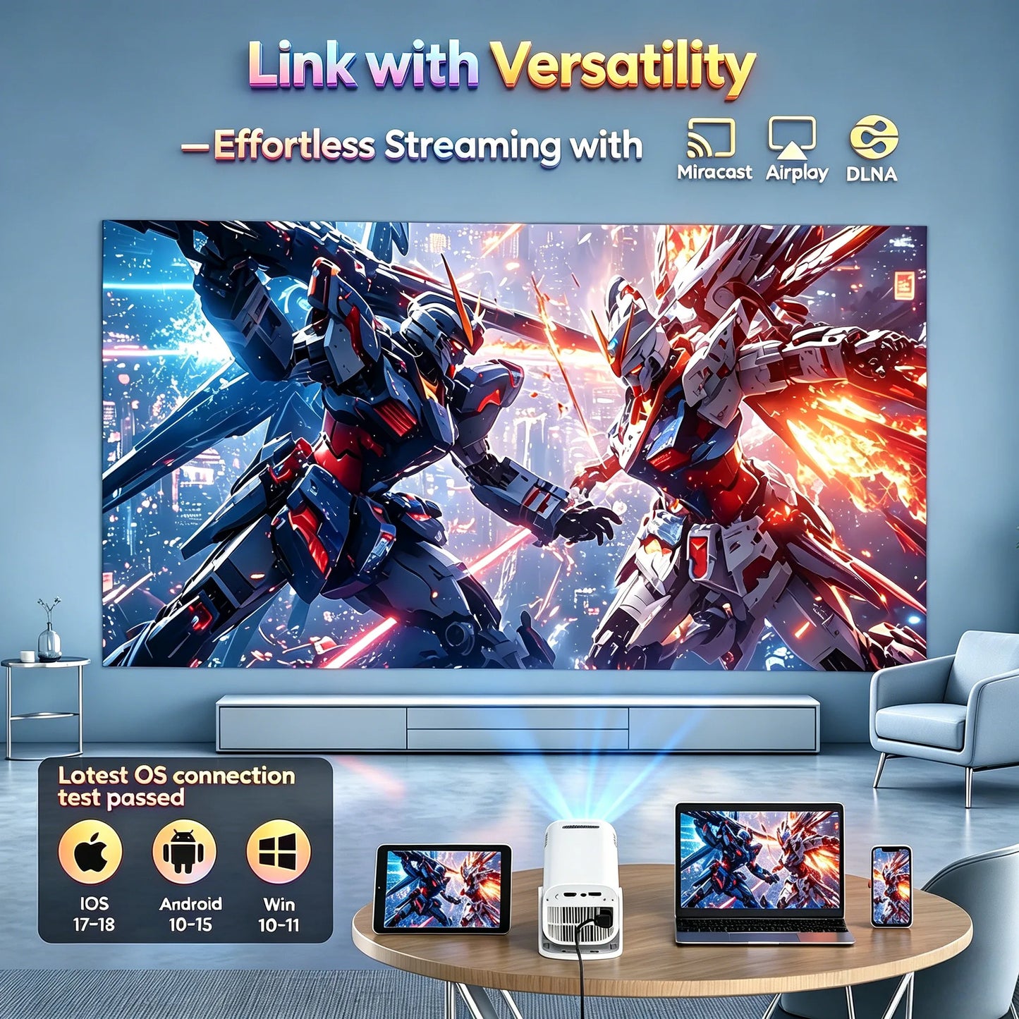 XGODY 4K 1080p LED Projector with 12000 Lumen Brightness, WiFi 6 Bluetooth 5.0 Portable Home Theater System for entertainment