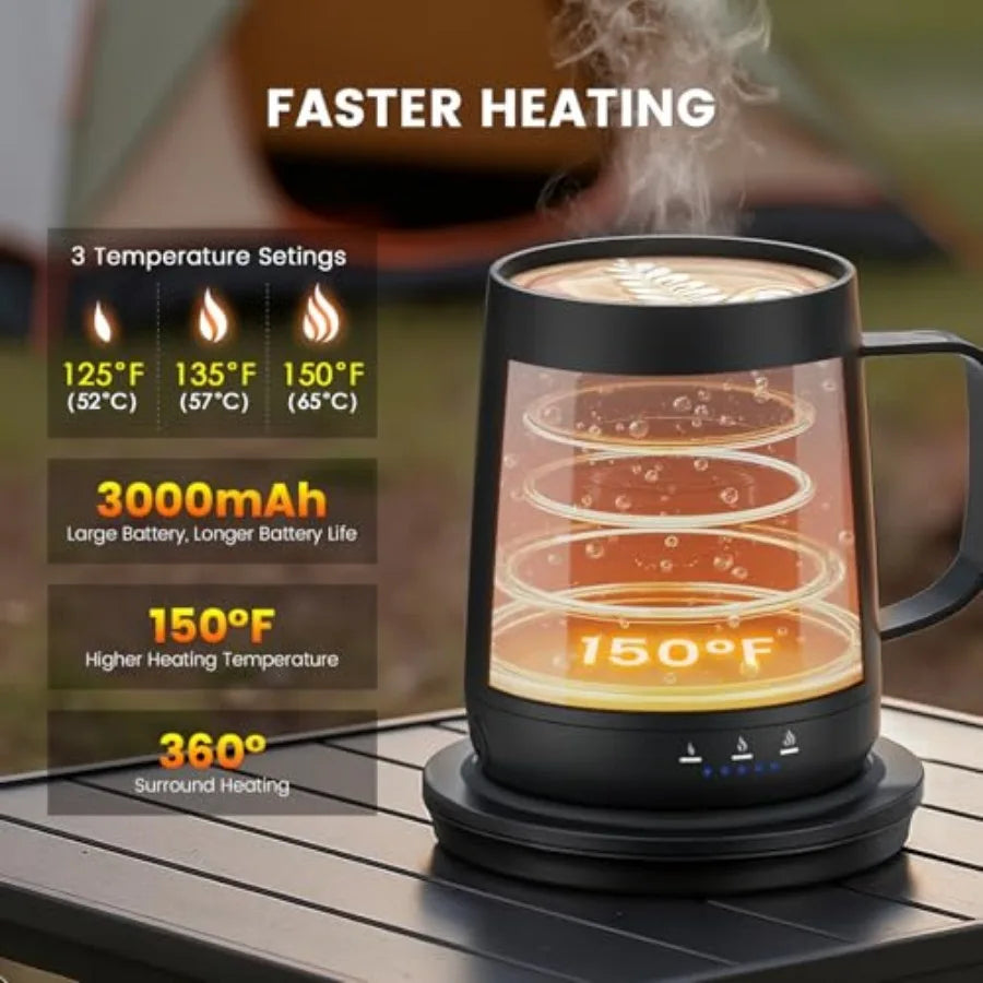 Smart Self Heating Coffee Mug14oz Temperature Control Coffee Mug Hot up to 150°F Rechargeable Heated Coffee Mug Up to 6H Batter