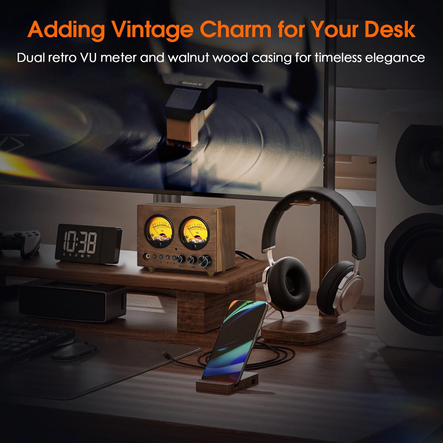 Nobsound VU1-W 4-IN-1-OUT Audio Selector 4-way Stere Switcher Home Preamp VU Meter with Remote Control