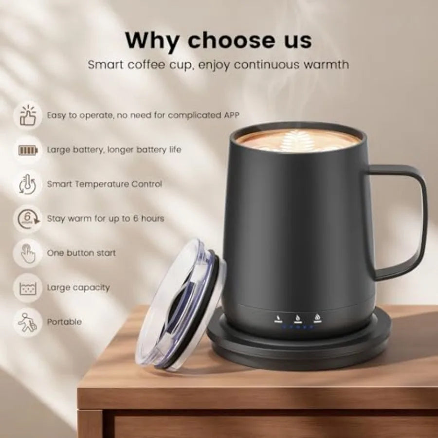 Smart Self Heating Coffee Mug14oz Temperature Control Coffee Mug Hot up to 150°F Rechargeable Heated Coffee Mug Up to 6H Batter