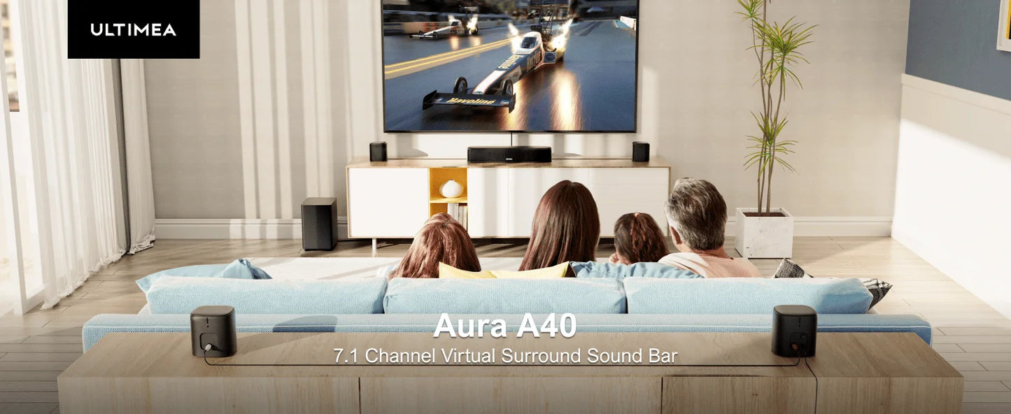 ULTIMEA 7.1 Channel Sound Bar System for TV with 4 Surround Speakers, App Controlled Virtual Surround Sound, Home Theater Audio