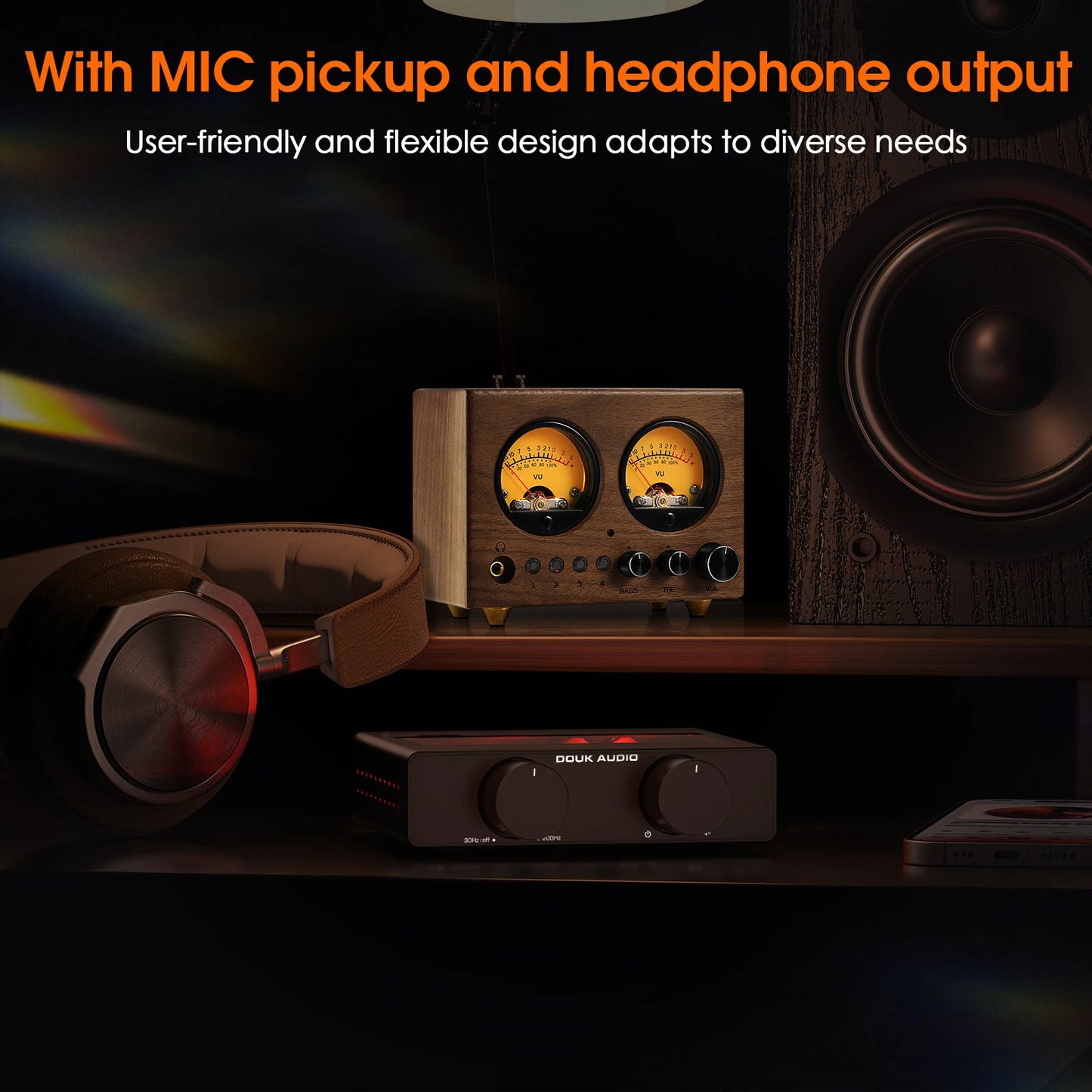 Nobsound VU1-W 4-IN-1-OUT Audio Selector 4-way Stere Switcher Home Preamp VU Meter with Remote Control